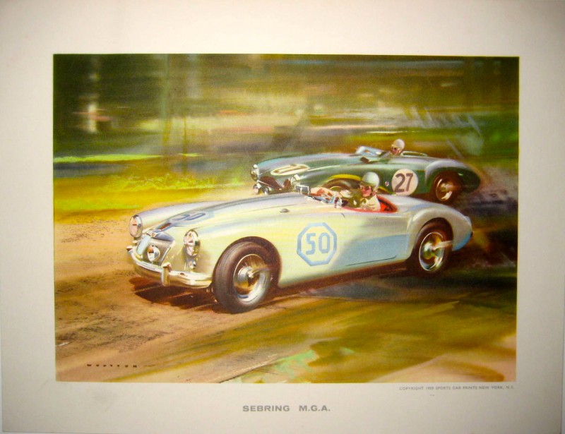Sebring M.G.A. Sports Car Print with two race cars